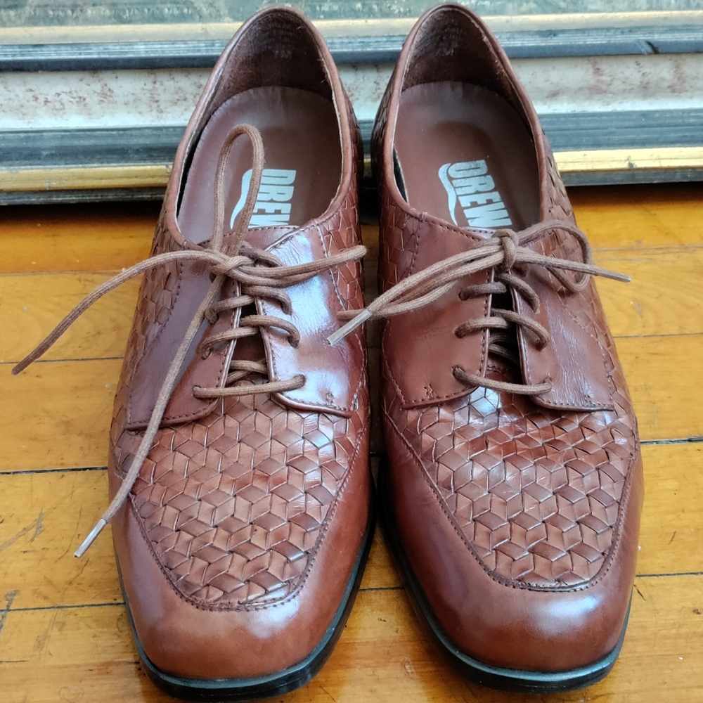 DREW Brown Woven Leather Flats - Picture 4 of 10